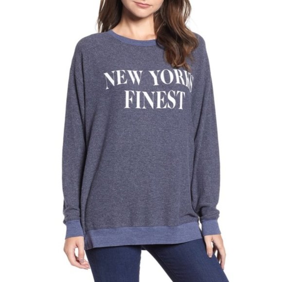 Wildfox New York’s Finest Oversized Baggy Beach Jumper Sweatshirt Oxford Blue L - Picture 11 of 11